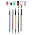thumbnail image 1 of 5-Piece Double Ended Nail Art Brush Set – Dotting Pen, Liner & Precision Drill for Detailed Nail Designs TIKA, 1 of 6