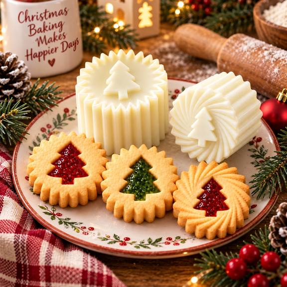 Double-Ended Pastry Mold, Creative Baking Press Tool with Decorative Cookie Shapes, 2-in-1 Detachable Mold for Mooncakes Cookies Pastries and Homemade Dessert Crafts
