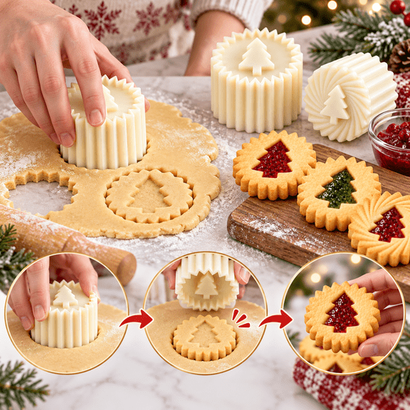 Double-Ended Pastry Mold, Creative Cookie Press Mold with 2 Decorative Shapes, Easy Release Baking Stamp Tool for Mooncakes Cookies Pastries Fondant and DIY Dessert Making