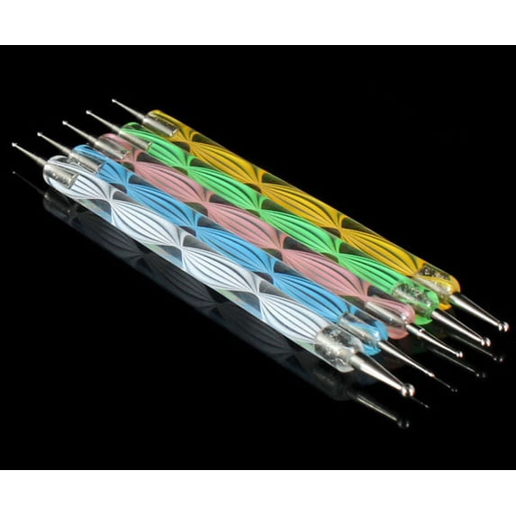 Double Ended Pen Set for Dotting and Marbleizing Design with 5 Colored Tools 5PCS