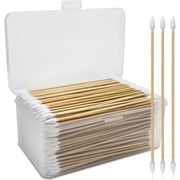PINGMIC Bamboo Cotton Swabs with Double-Ended Pointed Lint-Free Tip in Storage Box, 400 Count