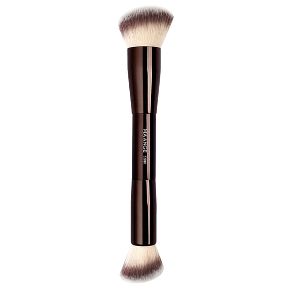 Double-Ended Powder & Foundation Brush, Synthetic Bristles for Setting Powder & Liquid/Cream Foundation
