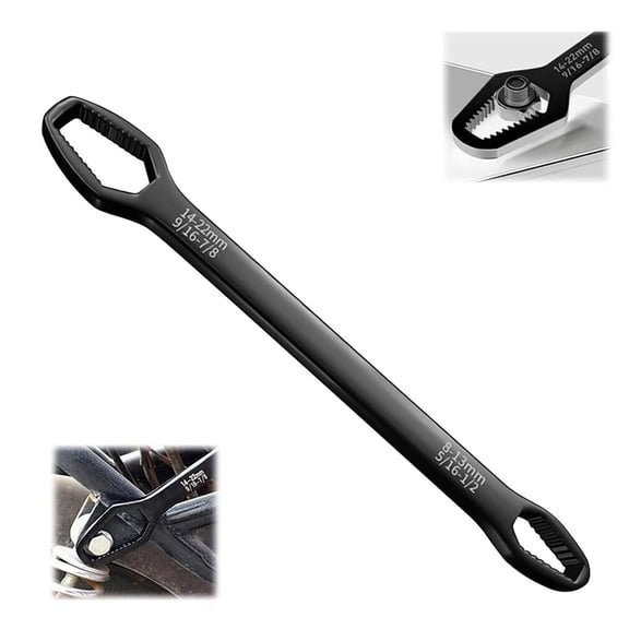 Double Ended Ring Wrench Adjustable Spanner Chrome Vanadium Steel 8Mm-22mm 10.43 Inch Rustproof Self-Tightening For Home Auto Motorcycle Construction Repair