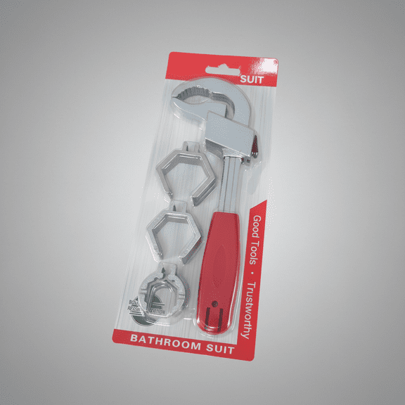 Double-Ended Sink Wrench with 3 Replacement Heads Set, Multi-Function Adjustable Open-end Crescent Wrench for Water Pipe Repair Connecting & Bathroom Sink Faucets Shower Valves
