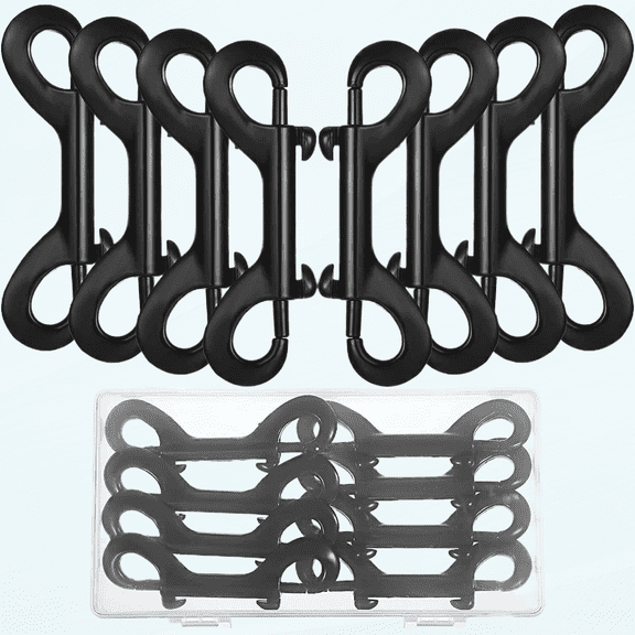 Double Ended Snap Hooks Bolt Snaps Heavy Zinc Alloy Multipurpose Double Sided Clips Chain Metal Clip Key Holder Black Snap Hooks for Water Bucket Dog Leash Feed Buckets (8 Pieces, 3.5 Inches)