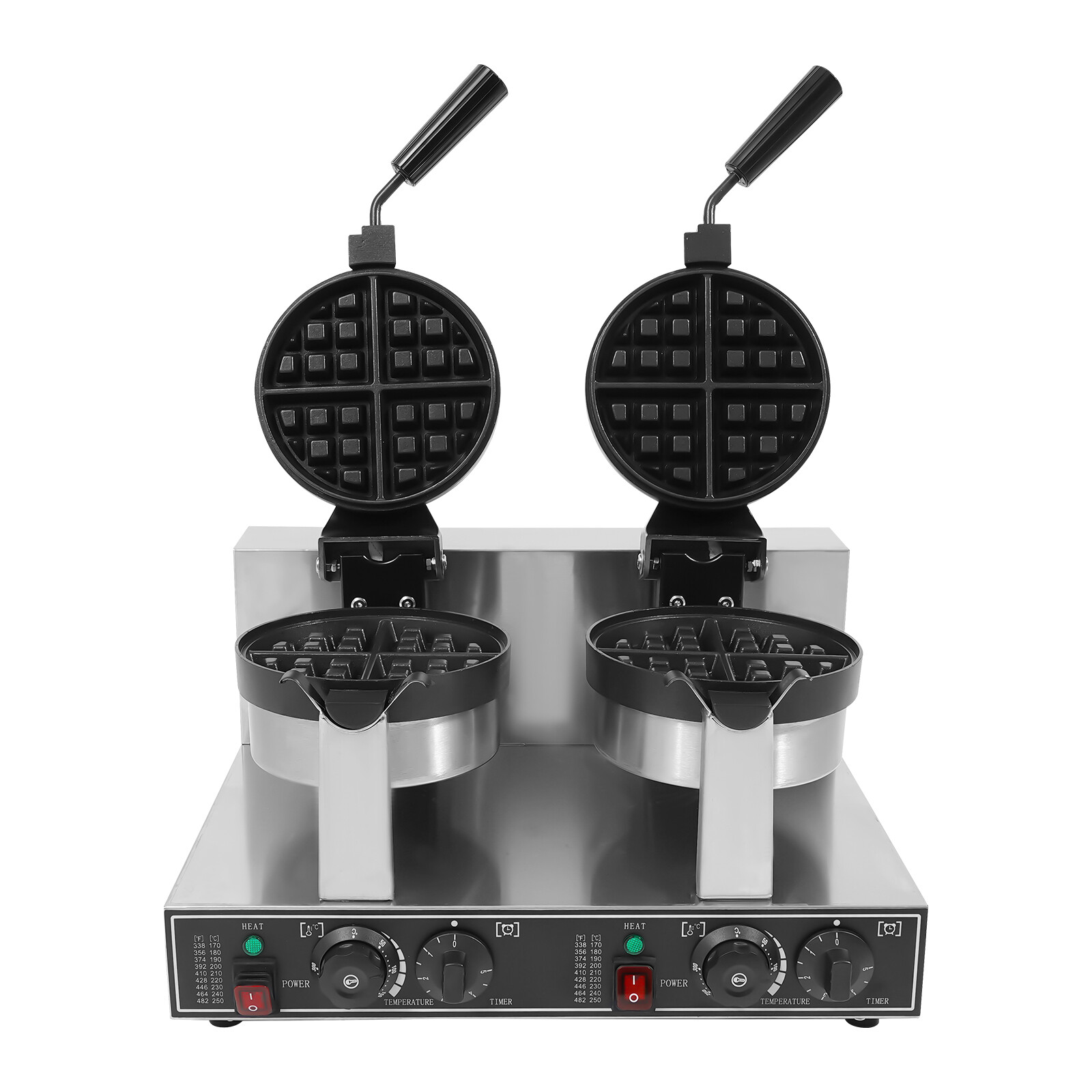Double-Ended Waffle Maker, 2400W Dual Head Commercial Waffle Machine, 110V, 201 Stainless Steel, for Home, Cafe