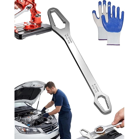 Double-Ended Wrench, Universal Automotive Wrench 8-24mm Self-Tightening Spanner Anti-Slip Key Bolts Nuts Wrench Repair Tools for DIY Machine Auto Maintenance