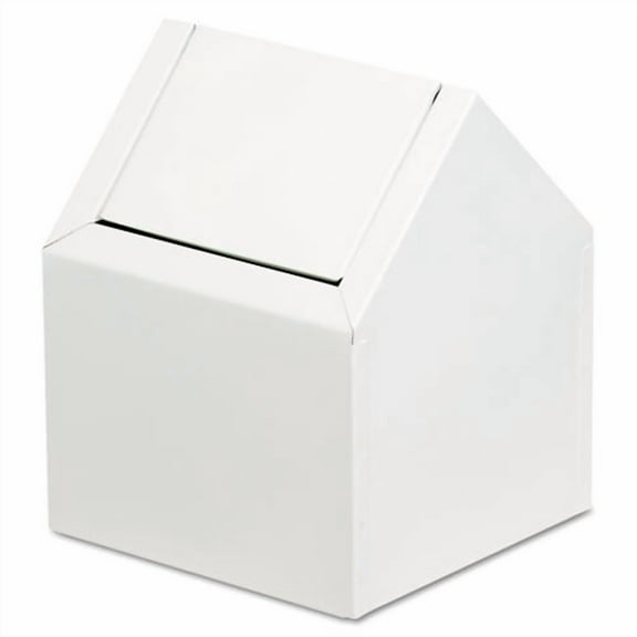 Double Entry, Swing Top Floor Receptacle, Metal, White | Bundle of 5 Each