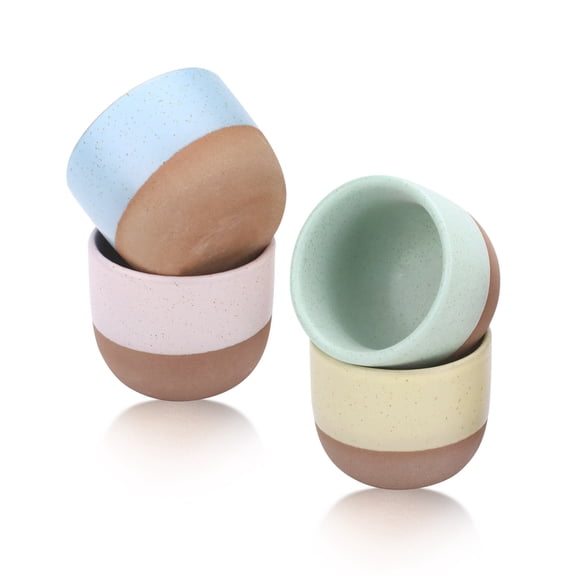 Double Espresso Cups Set of 4, 4 OZ/120 ML Handleless Espresso Mugs, Glazed Demitasse Cups Small Cute for Cappuccino Coffee Machine Tea Dishwasher Microwave Cafe Multi-Color