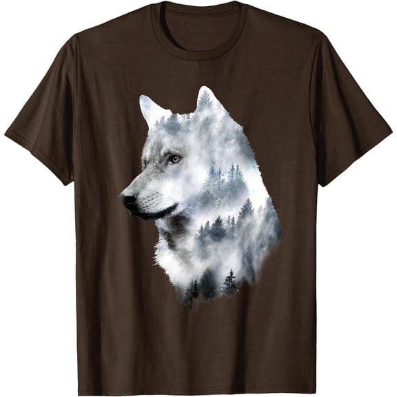 Double Exposure Wolf Graphic Unisex T-Shirt for Men Women Kids Toddler