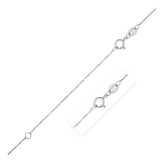 Double Extendable Box Chain in 14k White Gold (0.6mm) Size 18 inches