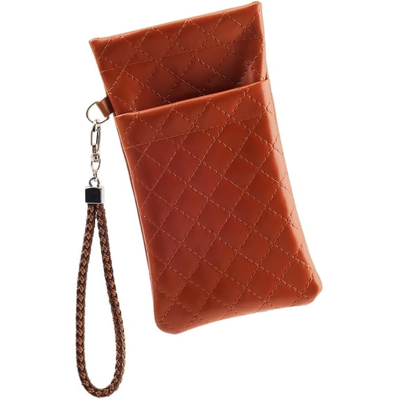 Double Eyeglass Cases Eyeglass Cases for Women Leather Soft Portable Sunglasses Pouch Organizer With Wrist Strap Sunglasses Phone Key Paintbrush Organizer 7.09×3.94 In Chocolate