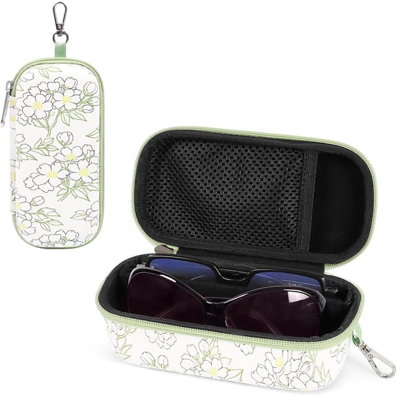 Double Eyeglasses Case with Adjustable Slots, EVA Hard-shell Travel ...