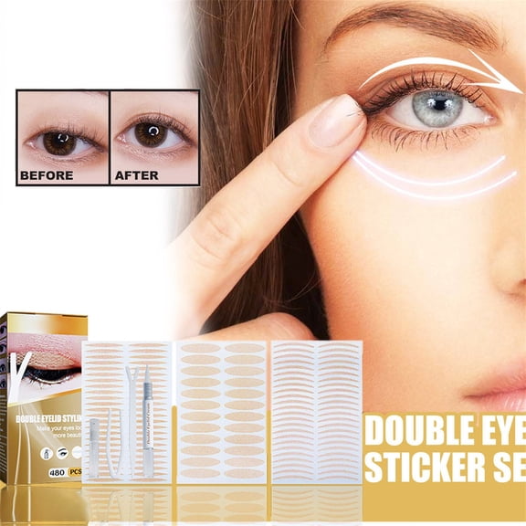 Double Eyelid Tape Set, 2 Pcslasting Double Temporary Eye Eyelid Tape and Single Patch Suitable 480Pcs Natural for Uneven Belt Eyelid Lifting Beauty Tools, Easter Mother'S Day Gift Makeup Organizers