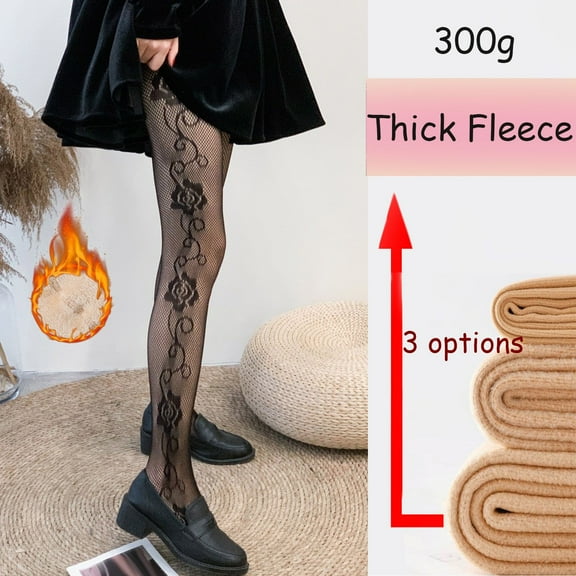 Double Fabric Black Fishnet Stockings For Women Fish Net Women Tights Fishnet Tights Ladies One Size Fit All 300g Fleeced Lined Pantyhose Tights Warm Women Tights for Winter Sheer Fishnet Tights Small