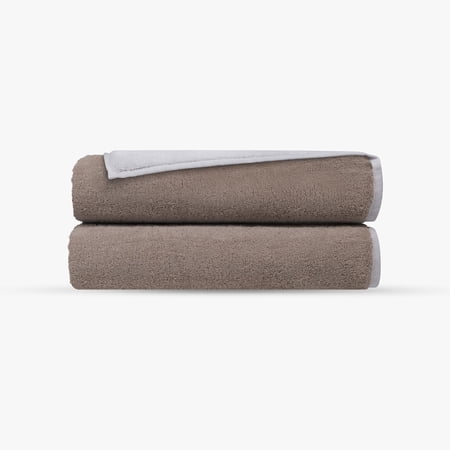 Double Face 2 pcs Turkish Bath Towels Set White Beige
