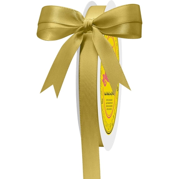 Double Face Cream Gold Satin Ribbon 1/2 inch X 50 Yards Polyester Cream Gold Ribbon for Gift Wrapping Very Suitable for Weddings Party Invitation Decorations and More