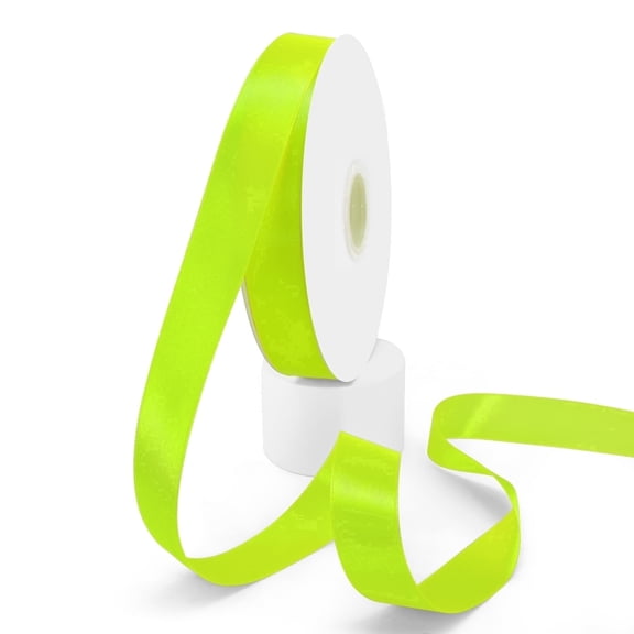 Double Face Ribbon, luorescent Green, 1 Inch x 100 Yards