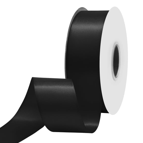 Double Face Satin Ribbon 1-1/2 inch X 50 Yards Black Ribbon for Gift Wrapping Very Suitable for Weddings Party Hair Bow Invitation Decorations and More