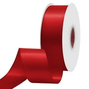 Double Face Satin Ribbon Polyester Red 1-1/2 Inch x 50 Yards