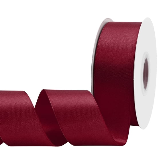 LoomJoyz Double Face Burgundy Satin Ribbon 1-1/2 inch X 50 Yards /roll, for Gift Wrapping Very Suitable for Weddings Party Hair Bow Invitation Decorations and More