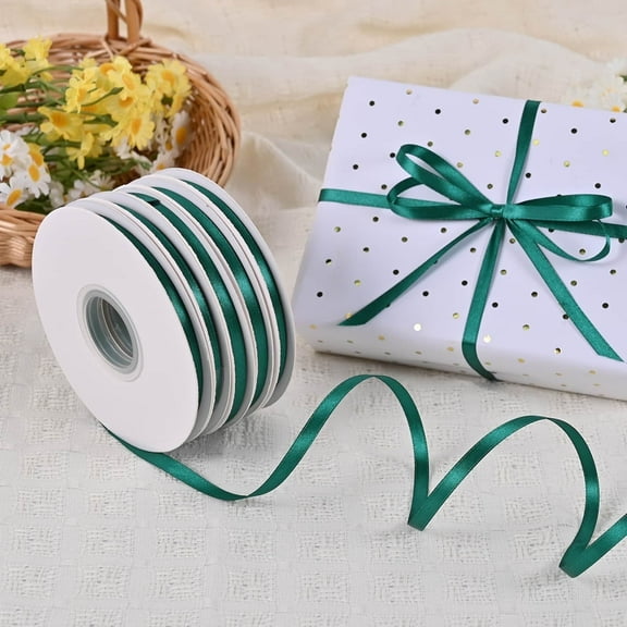 Double Face Satin Ribbon 1/4 inch X 50 Yards /roll,Total 5 roll 250 yards,Polyester Ribbon for Gift Wrapping Very Suitable for Weddings Party Hair Bow Invitation Decorations and More Teal