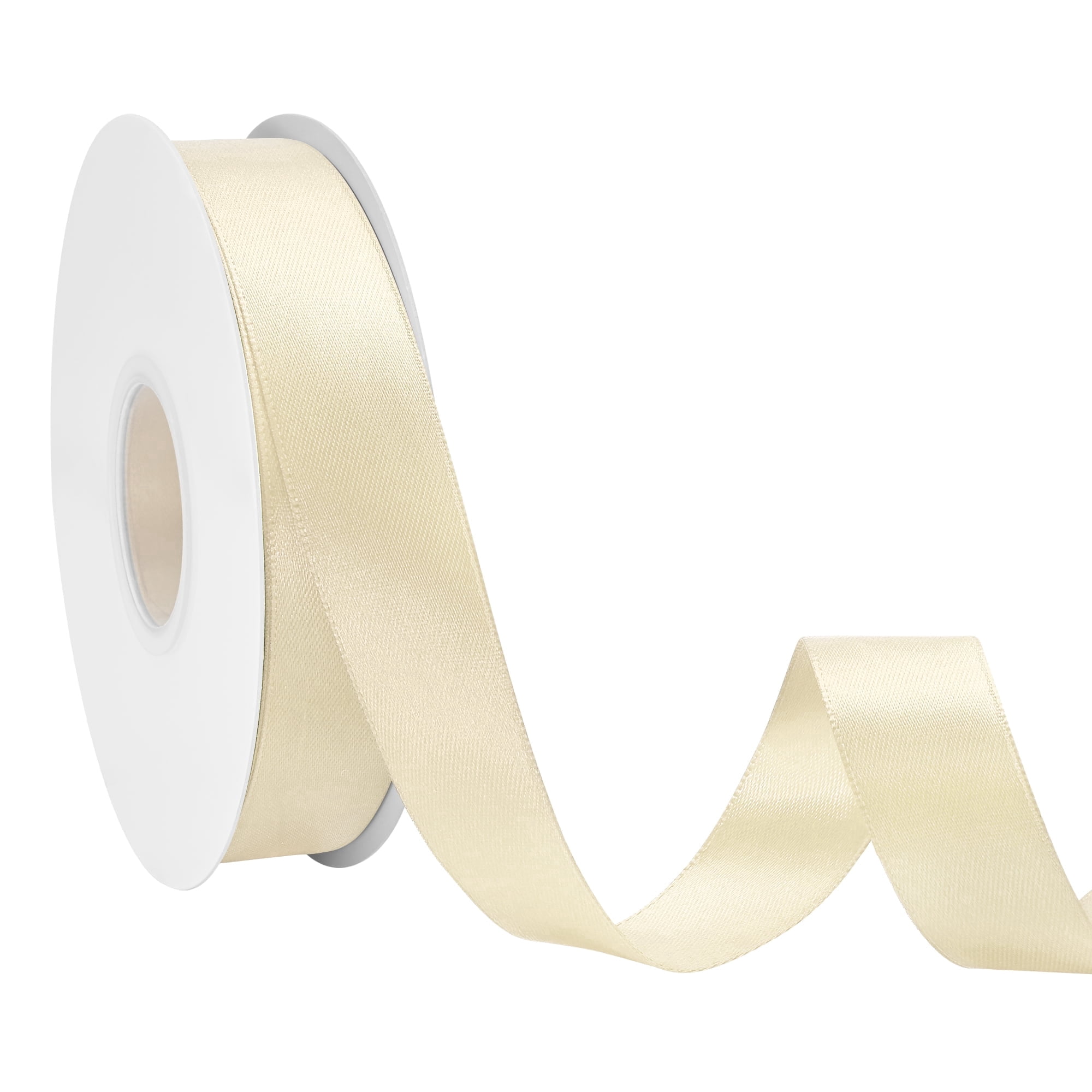 LoomJoyz Double Face Satin Ribbon Beige 1 Inch x 50 Yards Polyester for ...