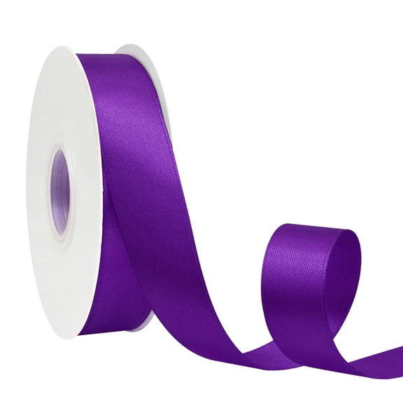 LoomJoyz Double Face Purple Satin Ribbon, 1 Inch x 50 Yards for Gift Wrapping, Wedding, Party, Hair Bow & Invitation Decor