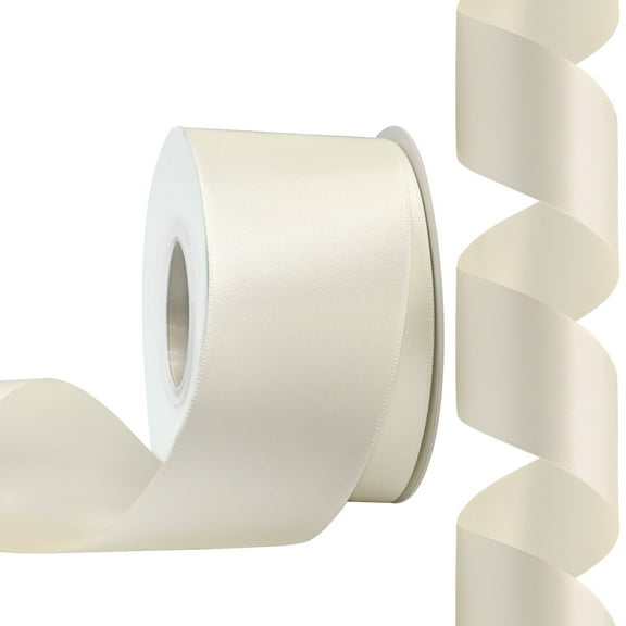 Double Face Satin Ribbon Polyester Ivory 2 Inch x 25 Yards