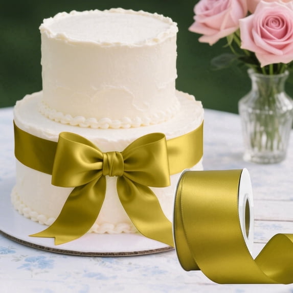 Double Face Satin Ribbon 2 inch X 25 Yards Polyester Ribbon for Gift Wrapping Very Suitable for Weddings Party Hair Bow Invitation Decorations and More Agold