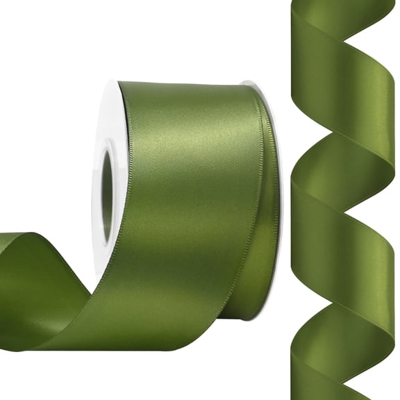 Double Face Satin Ribbon 2 inch X 25 Yards Polyester Ribbon for Gift Wrapping Very Suitable for Weddings Party Hair Bow Invitation Decorations and More Moss