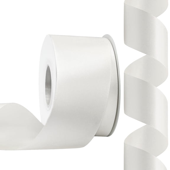 Double Face Satin Ribbon 2 inch X 25 Yards Polyester Ribbon for Gift Wrapping Very Suitable for Weddings Party Hair Bow Invitation Decorations and More Offwhite