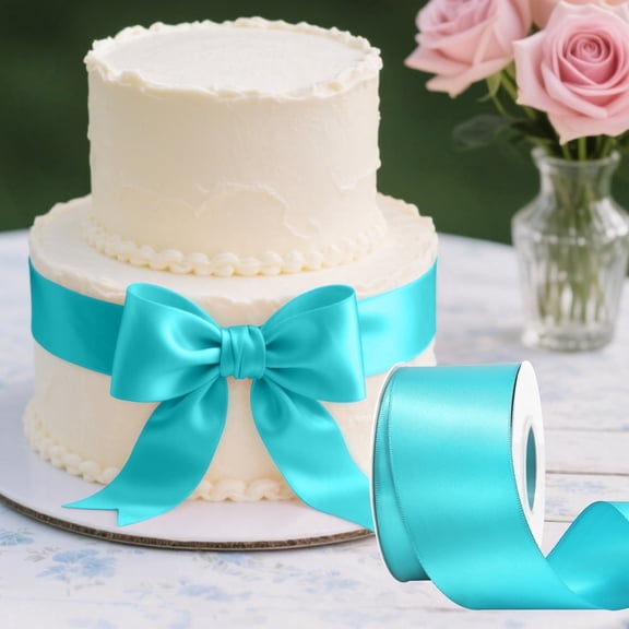 Double Face Satin Ribbon 2 inch X 25 Yards Polyester Ribbon for Gift Wrapping Very Suitable for Weddings Party Hair Bow Invitation Decorations and More Turquoise