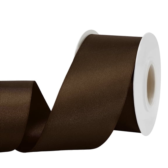 LoomJoyz Double Face Brown Satin Ribbon 2 inch X 50 Yards /roll, for Gift Wrapping Very Suitable for Weddings Party Hair Bow Invitation Decorations and More