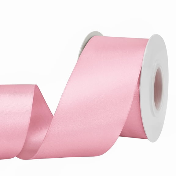 LoomJoyz Double Face Pink Satin Ribbon 2 inch X 50 Yards /roll, for Gift Wrapping Very Suitable for Weddings Party Hair Bow Invitation Decorations and More