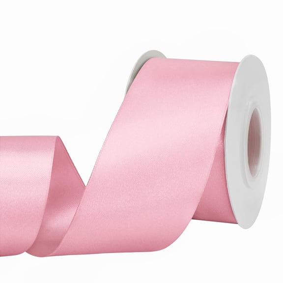 LoomJoyz Double Face Pink Satin Ribbon 2 inch X 50 Yards /roll, for Gift Wrapping Very Suitable for Weddings Party Hair Bow Invitation Decorations and More