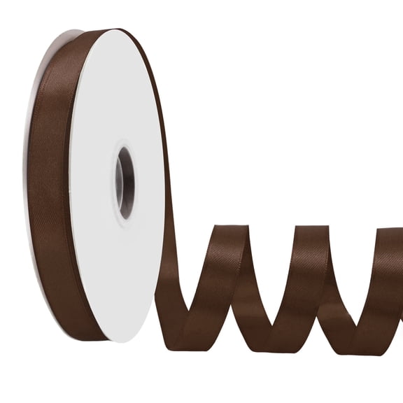 GTYBOVA Double Face Brown Satin Ribbon 5/8 inch X 100 Yards ,Polyester Ribbon for Gift Wrapping Very Suitable for Weddings Party Hair Bow Invitation Decorations and More