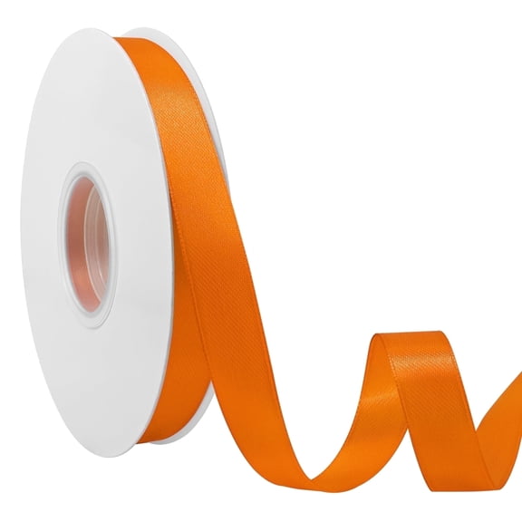 LoomJoyz Double Face Orange Satin Ribbon 5/8 inch X 50 Yards, Easter & Spring Decor Ribbon for Gift Wrapping, Weddings, Parties, Hair Bows & Invitations Decorations