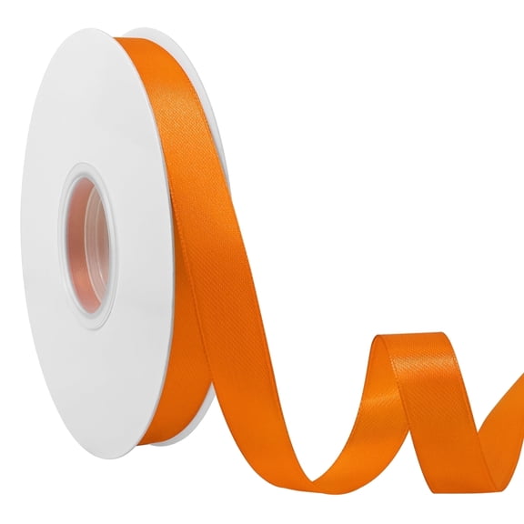 LoomJoyz Double Face Orange Satin Ribbon 5/8 inch X 50 Yards /roll, for Gift Wrapping Very Suitable for Weddings Party Hair Bow Invitation Decorations and More