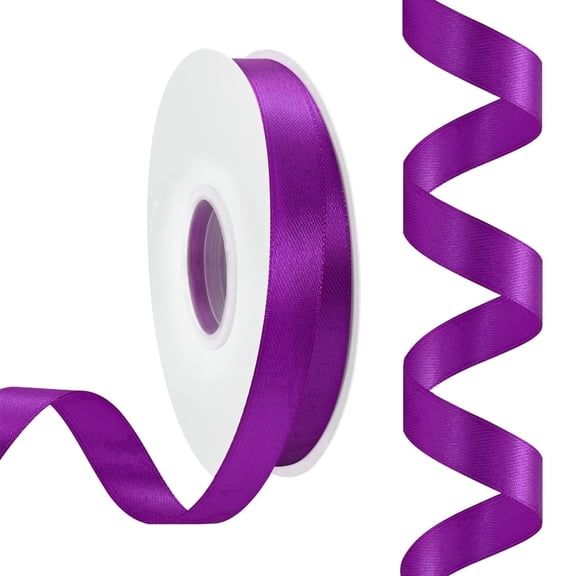 LoomJoyz Double Face Purple Satin Ribbon 5/8 inch X 50 Yards, Easter & Spring Decor Ribbon for Gift Wrapping, Weddings, Parties, Hair Bows & Invitations Decorations