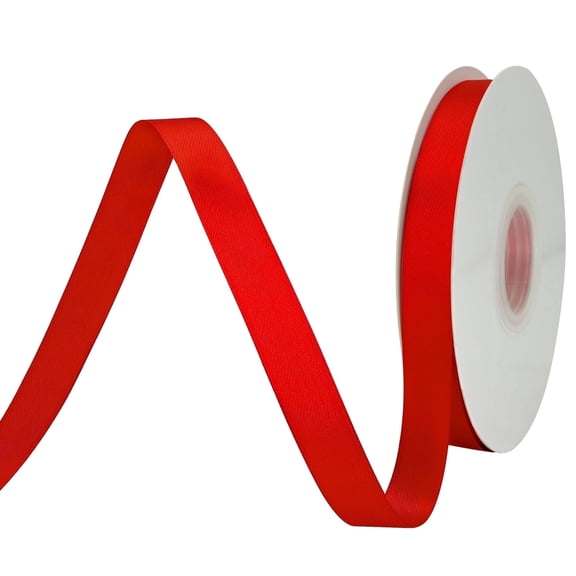 LoomJoyz Double Face Red Satin Ribbon 5/8 inch X 50 Yards /roll, for Gift Wrapping Very Suitable for Weddings Party Hair Bow Invitation Decorations and More