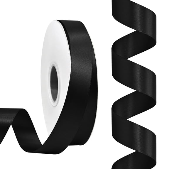 Double Face Satin Ribbon 7/8 inch X 50 Yards Polyester Black Ribbon for Gift Wrapping Very Suitable for Weddings Party Hair Bow Invitation Decorations and More