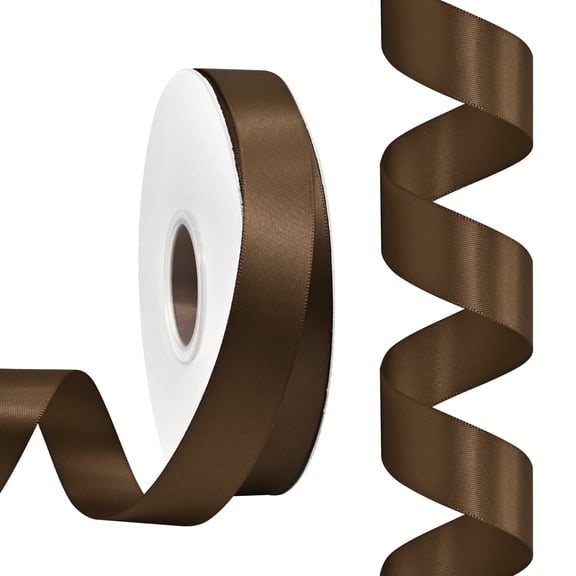 Double Face Satin Ribbon 7/8 inch X 50 Yards Polyester Brown Ribbon for Gift Wrapping Very Suitable for Weddings Party Hair Bow Invitation Decorations and More