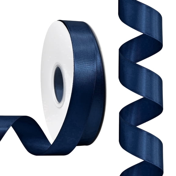 Double Face Satin Ribbon 7/8 inch X 50 Yards Polyester Navyblue Ribbon for Gift Wrapping Very Suitable for Weddings Party Hair Bow Invitation Decorations and More