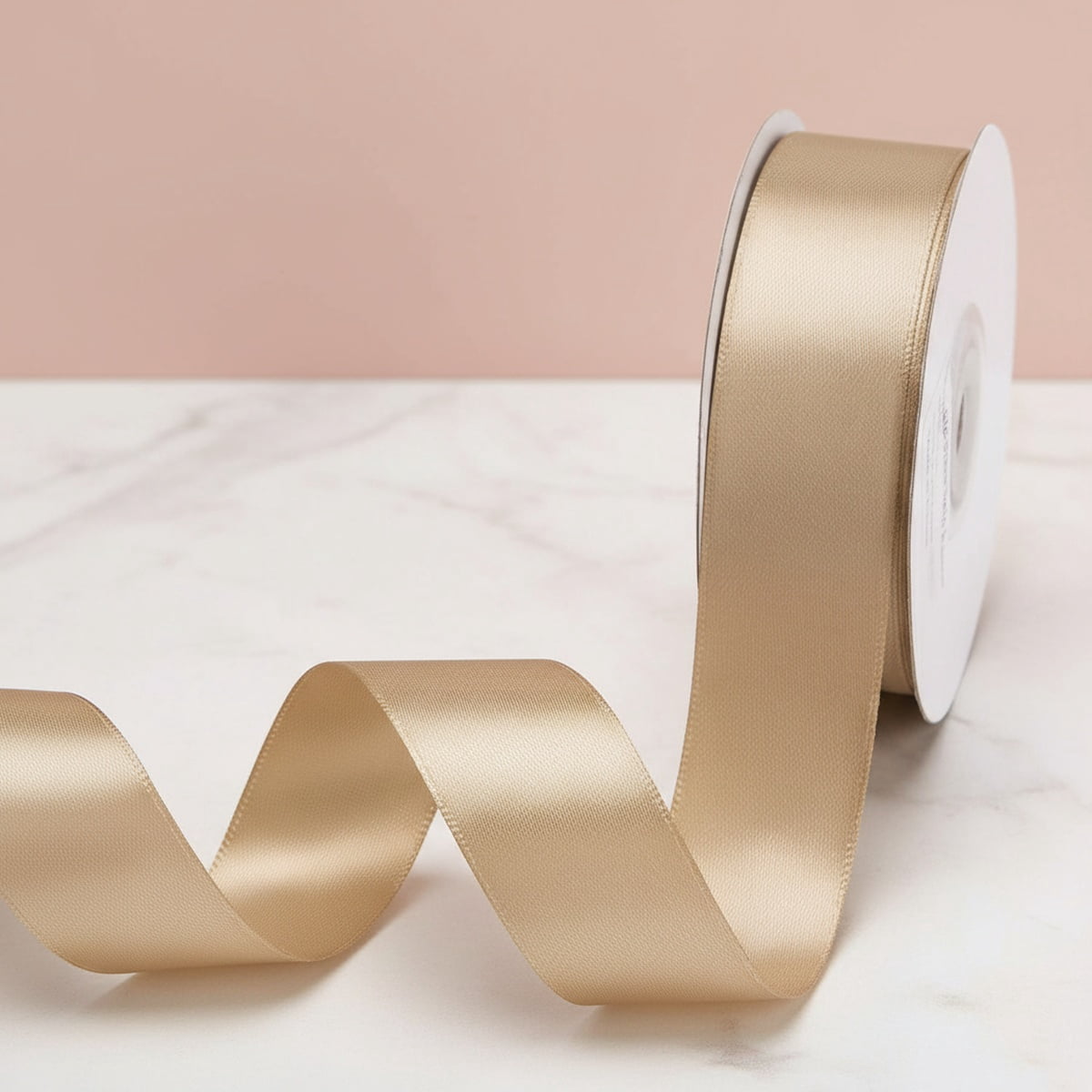 Double Face Satin Ribbon, Double Sided Solid Polyester Ribbon for Gift Wrapping, Party, Hair Braids, Bow, Decoration, Floral Arrangement, Craft Supplies, Tan