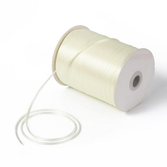 Double Face Satin Ribbon Polyester Ribbon Beige 1/8 inch(3mm) wide about 880yards/roll(804.672m/roll)