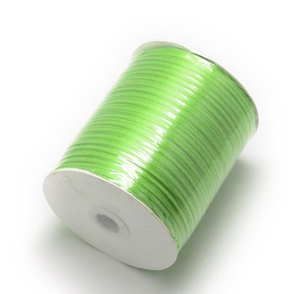 Double Face Satin Ribbon Polyester Ribbon Lime Green 1/8 inch(3mm) 880yards/roll(804.672m/roll)