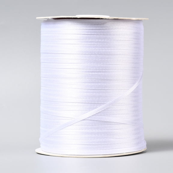 Double Face Satin Ribbon Polyester Ribbon White 1/8 inch(3mm) wide 880yards/roll(804.672m/roll) diy