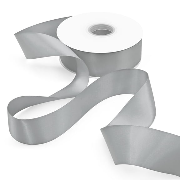 Double Face Satin Ribbon1.5 inch X 50 Yards Polyester Ribbon for Gift Wrapping Very Suitable for Weddings Party Hair Bow Invitation Decorations and More Silver