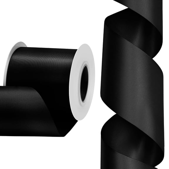 Double Face Satin Ribbon3 inch X 15 Yards Polyester Ribbon for Gift Wrapping Very Suitable for Weddings Party Hair Bow Invitation Decorations and More Black